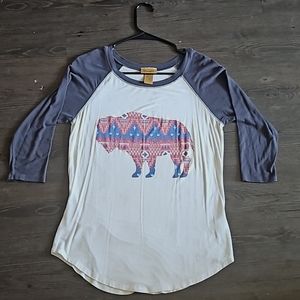 Women's Wrangler Buffalo 3/4 sleeve baseball shirt